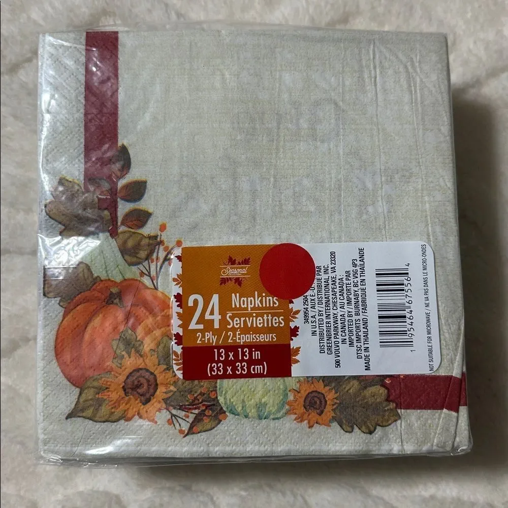 Greenbrier Give Thanks Thanksgiving Square Shaped Napkins 24 x 4 packs